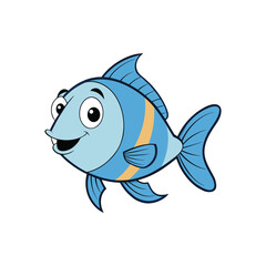Cartoons fish vector, Smile fish, aquatic, goldfish