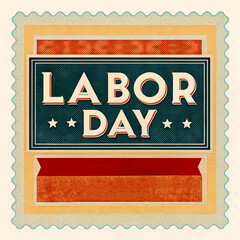 Happy labor day celebration banner with retro grunge typography