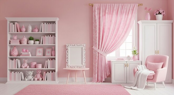 Charming pink room interior evokes serenity and peaceful relaxation
