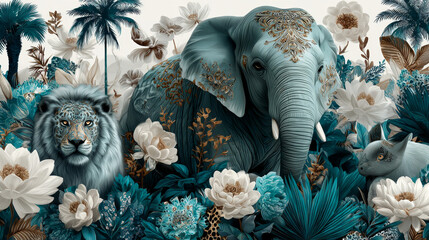 Cute Seamless Pattern Doodle Elephants