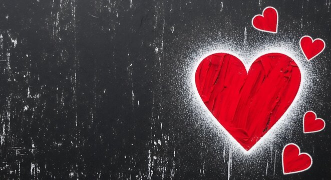Red Heart Graphic on Dark Background.