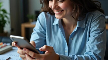 Focused office worker checking mobile phone calendar for daily schedule, planning tasks, and managing time efficiently in a modern workspace