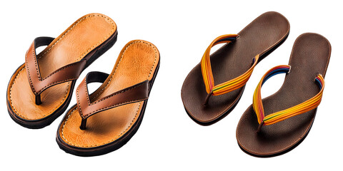 Pair of summer sandals isolated on a transparent background