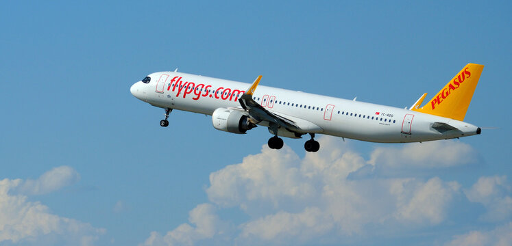 Pegasus Airlines Airbus A321 NEO departing from Zurich ZRH airport, Zurich, Switzerland