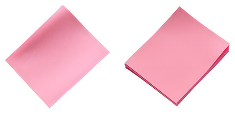 Pink sticky note with a folded corner, featuring a vibrant and smooth surface suitable isolated on a transparent background 