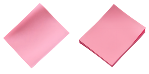 Pink sticky note with a folded corner, featuring a vibrant and smooth surface suitable isolated on a transparent background 