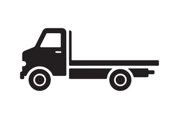 Fototapeta premium Black Silhouette of a Flatbed Truck for Delivery and Transportation Design