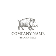 Obraz premium Pig logo style icon design template vector illustration