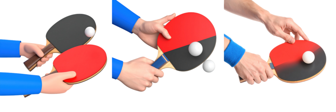 Hands In Blue Sleeves Holding Table Tennis Paddles And Ball Isolated On Transparent Background Demonstrating Action Of The Game