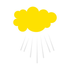 Cloud icon with rain drops in comic pop art style.