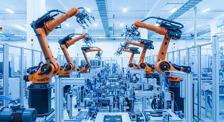 Robotic Arms in a Modern Factory.