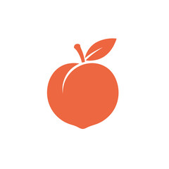 Minimalist Peach Logo With a Stem and Leaf Detail, Bold Flat Silhouette
