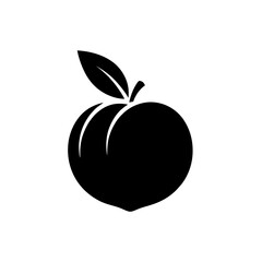 Minimalist Peach Silhouette Logo With a Single Leaf on Top, Bold Black Flat Design