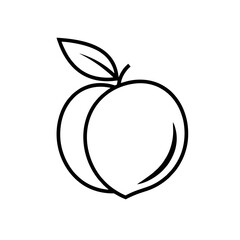 Peach Fruit Logo, Outlined Vector Icon, Smooth Curves