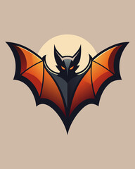 Obraz premium Spooky halloween bat with spreading wings against a full moon for t-shirt design halloween