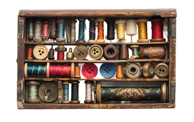 Vintage Thread and Needle Set Captured in Detail on white background