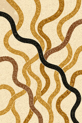 Fototapeta premium A visually engaging abstract pattern features flowing, textured lines in earthy tones of gold, brown, and black, creating a dynamic and modern design.