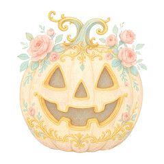 PNG Elegant floral pumpkin illustration