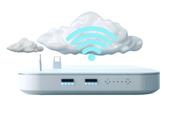 Intelligent Home Hub Captured in Close-Up on white background - Powered by Adobe