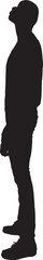 vector,silhouette of side view of a man standing and looking up