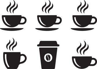 Coffee cup icons set. Vector