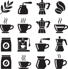 Coffee cup icons set. Vector