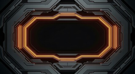 Glowing Orange Frame Futuristic Technology Background.