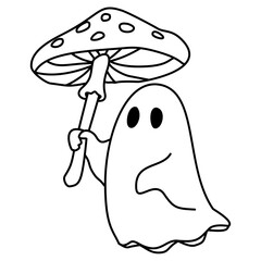 Cute hand drawn ghost umbrella illustrations with halloween doodle designs spooky rain elements whimsical characters for journaling scrapbooking stickers party invitations and creative crafts