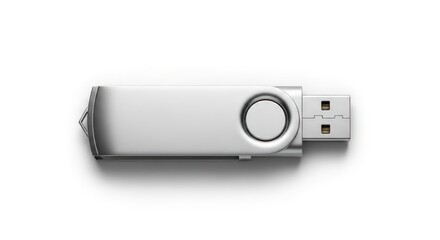 Silver Metal USB Flash Drive Isolated on White Background