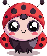 Ladybug, Cute Cartoon Ladybug, Cute Cartoon Ladybug Vector Set, Adorable Ladybug Vector Art, 