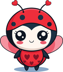 Ladybug, Cute Cartoon Ladybug, Cute Cartoon Ladybug Vector Set, Adorable Ladybug Vector Art, 