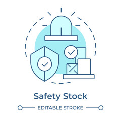 Safety stock soft blue concept icon. Preventing loss of resources. Inventory management method and technique. Round shape line illustration. Abstract idea. Graphic design. Easy to use in article