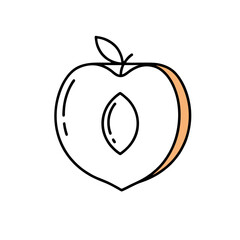 Minimalist Half Peach Fruit Logo, Smooth Line Art Style