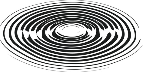 Black and white concentric circles abstract graphic vector