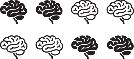 Human brain icon set flat style. vector illustration