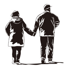 散歩する老夫婦