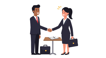 Business Professionals Shaking Hands in Agreement.