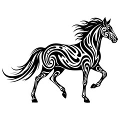 Obraz premium Abstract Wave Lines Horse Silhouette - Modern Equine Vector Wall Art