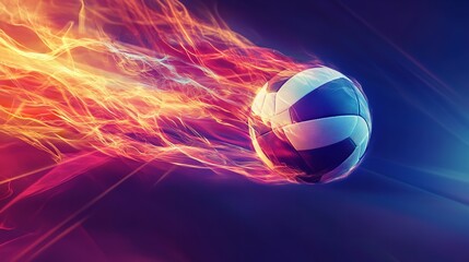 Dynamic soccer ball engulfed in fiery energy perfect for sports action and competition themes creating visual impact, Generative AI.