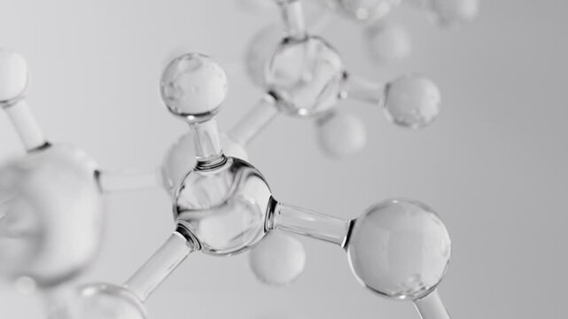 Science cosmetic technology 3d render. Beauty product molecular structure abstract biochemistry background concept.