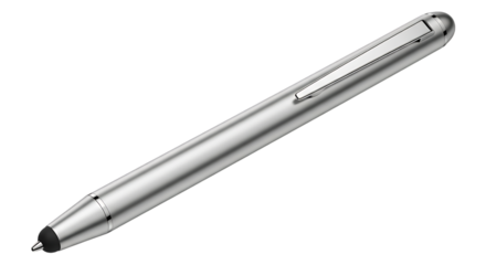 Sleek silver stylus pen on black background ideal for digital devices and creative work