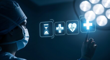 Surgeon Interacting With Medical Icons healthcare technology