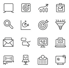 Business icons with growth and communication symbols
