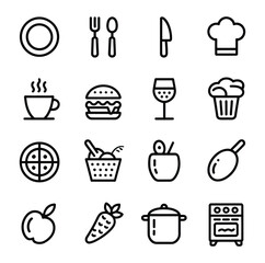 Food and kitchen icons plate fork