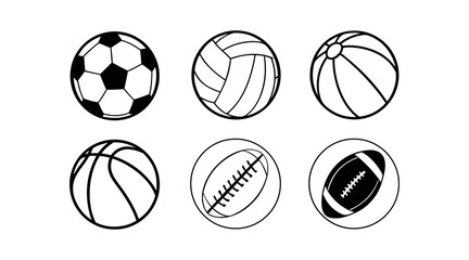 Set of soccer and football balls vector illustration