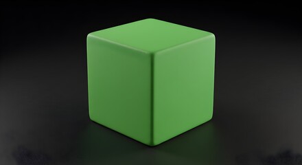 Fototapeta premium Green cube has smooth texture with subtle shadows. Perfect for product mockups, abstract backgrounds, or creative branding elements.