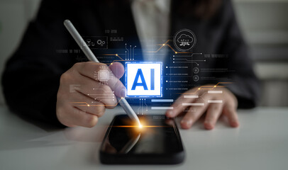 AI core technology presented with digital circuit connections, symbolizing AI systems, processing power, and integration into modern digital platforms Latch