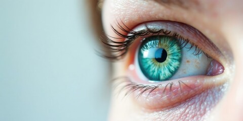 Close-up view of a human eye, showcasing the intricate details of the iris, pupil, and eyelashes, highlighting the beauty of natural human anatomy