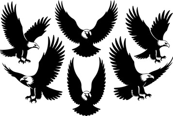 Obraz premium Flying Eagle Silhouette Vector Set