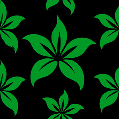 seamless pattern with green flowers